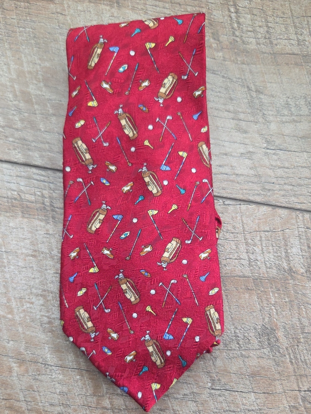 Vintage Zianetti Italian Silk Collection Golf Design 100% Silk Tie - RED